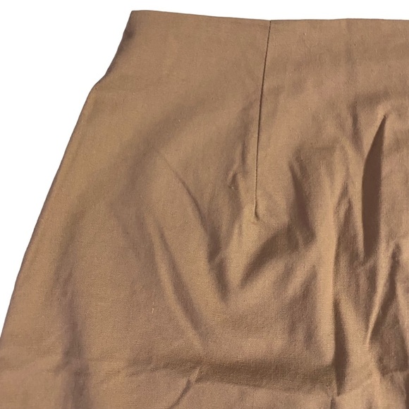 Sabo Tan Brown Pencil Skirt Cotton Linen Blend Business Casual Neutral Large L - Picture 5 of 15
